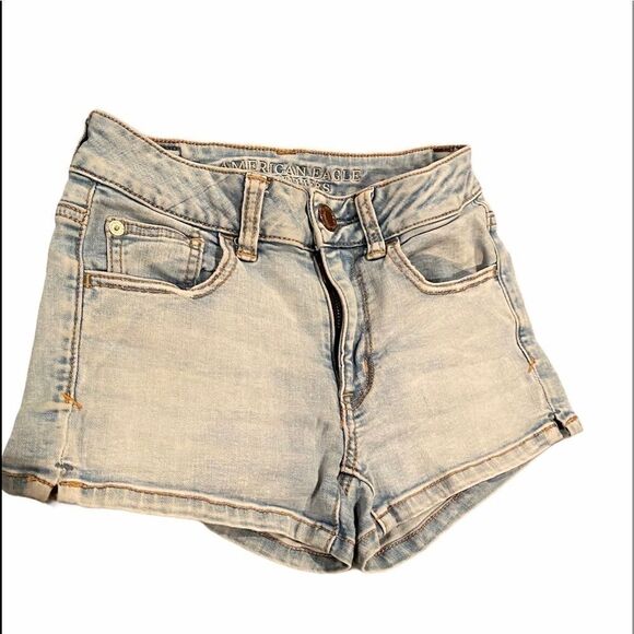 American Eagle Light Washed Jean Shorts Sz 0 - Picture 2 of 12